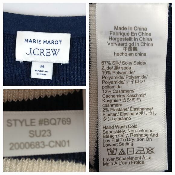 Navy and White Striped V-Neck Sweater - Picture 6 of 6